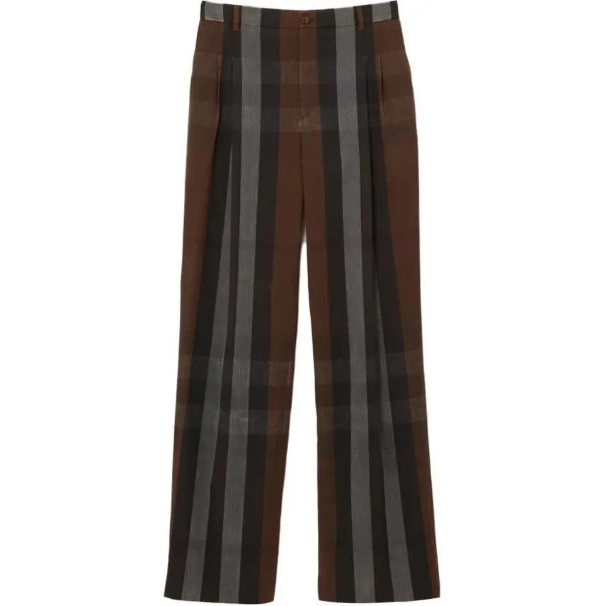 Burberry Wide Leg Check Trousers