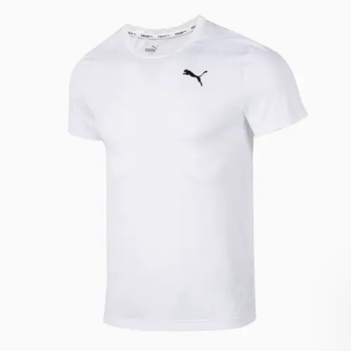 PUMA T Shirts Men's White Crew Neck Moderate Straight Fit