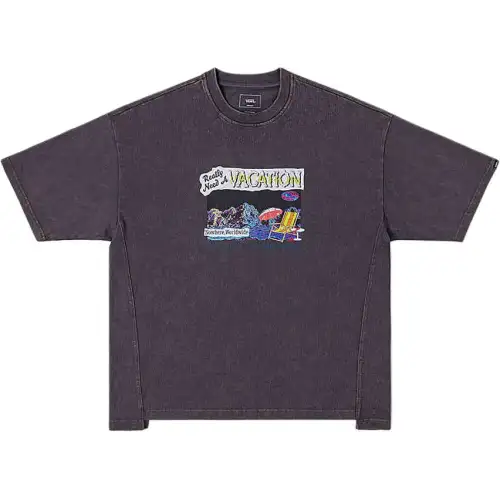 Vans T Shirts Unisex Gray Black Crew Neck Moderate Straight Fit
