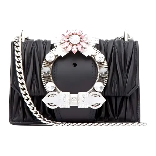 MIU MIU Leather Handbag Mini Women's Black