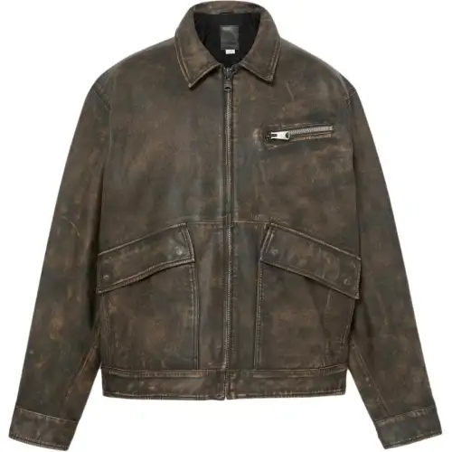 Timberland Leather Jacket Unisex Gray