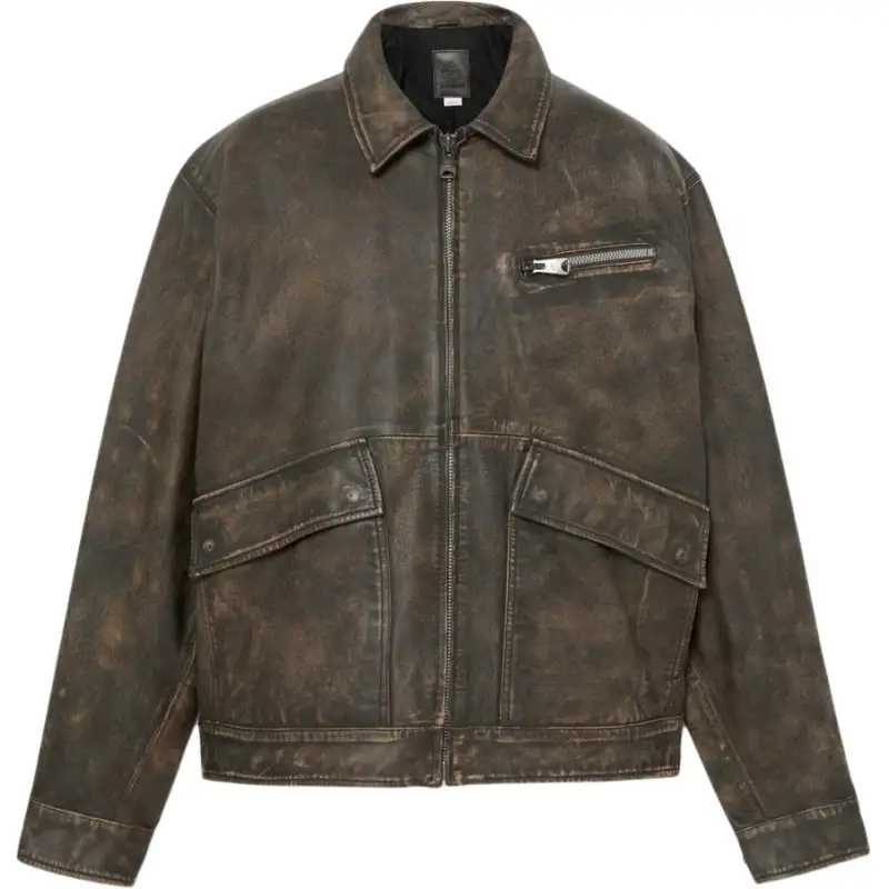 Timberland Leather Jacket Unisex Gray