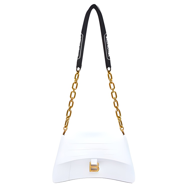 Balenciaga Downtown Cow Leather Crossbody Bag, Shoulder Bag Small Women's White