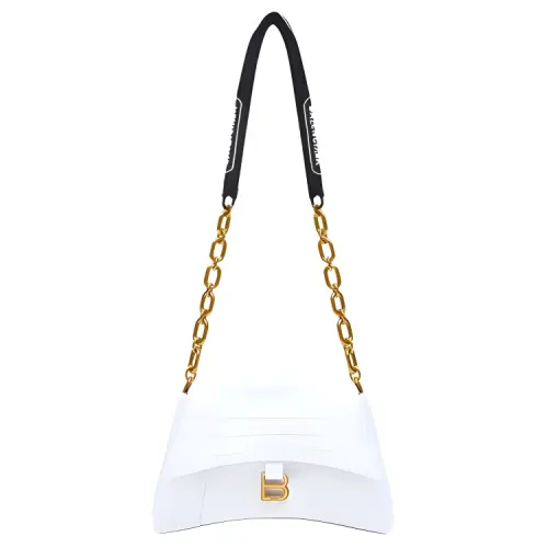 Balenciaga Downtown Cow Leather Crossbody Bag, Shoulder Bag Small Women's White