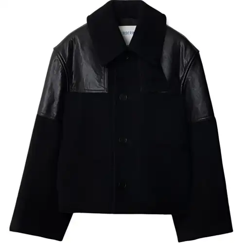 Burberry panelled leather-wool jacket