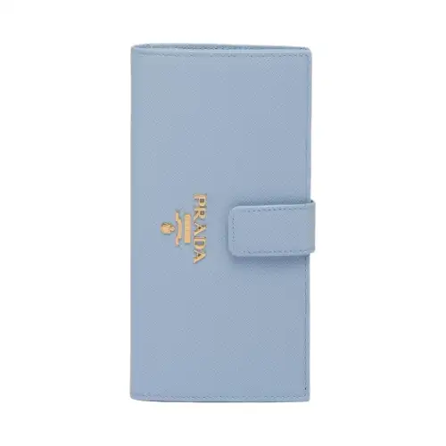 PRADA Saffiano Leather Card Holder, Wallet Women's Blue