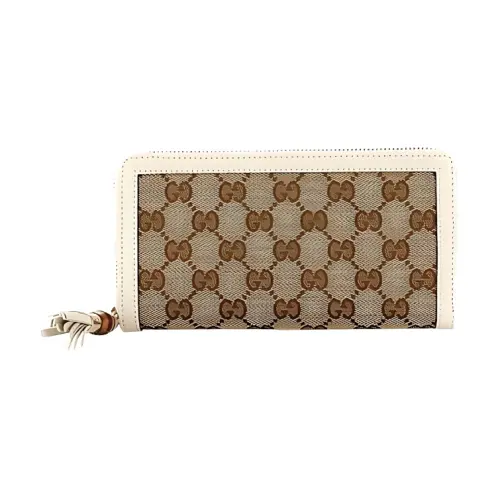 GUCCI Canvas With Leather Wallet Women's Ebony/White