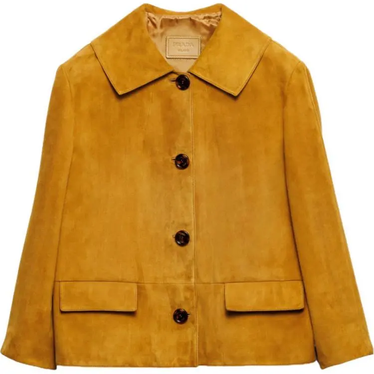 PRADA SS24 Leather Jacket Men's Mustard Yellow