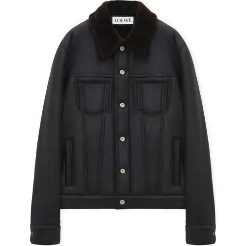 LOEWE FW24 Leather Jacket Men's Black