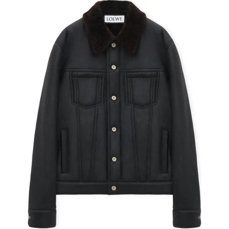 LOEWE FW24 Leather Jacket Men's Black