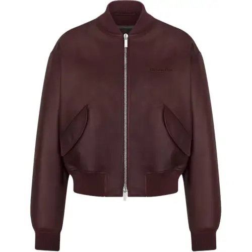 DIOR Leather Jacket Men's Burgundy
