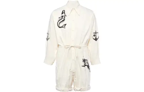 PRADA Jumpsuits Men's White Lapel Moderate Straight Fit Pants