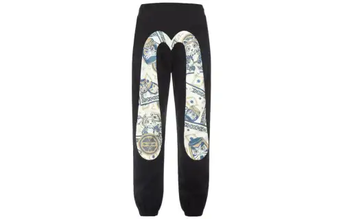 EVISU Casual Pants Men's Black Moderate Skinny Pants