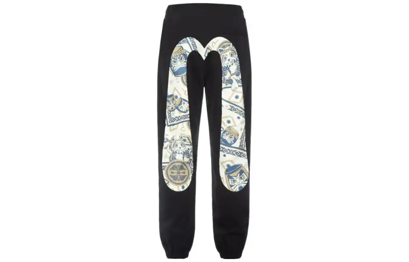 EVISU Casual Pants Men's Black Moderate Skinny Pants