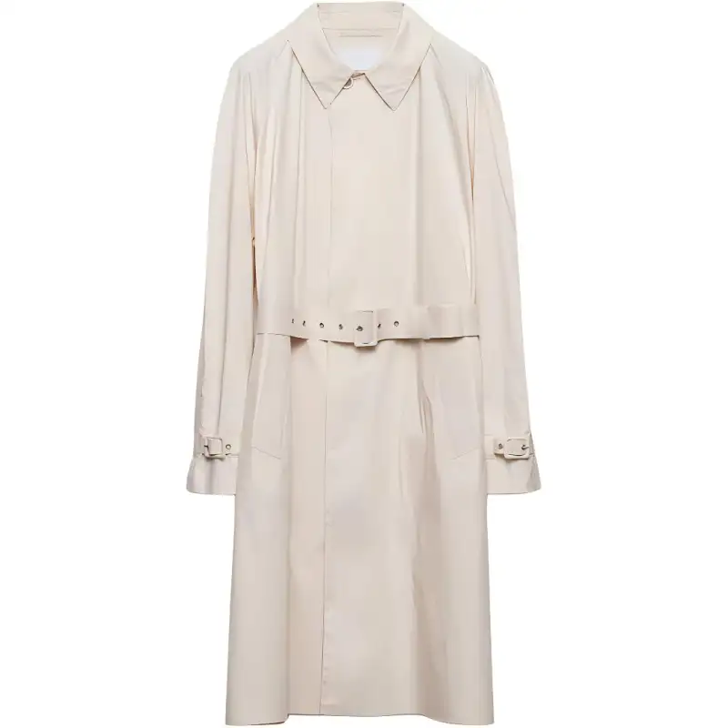 PRADA Cotton Raincoat Trench Coat Men's Chalk White