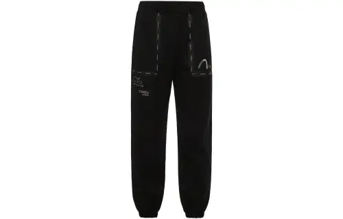 EVISU Casual Pants Men's Black Moderate Cuffed Pants