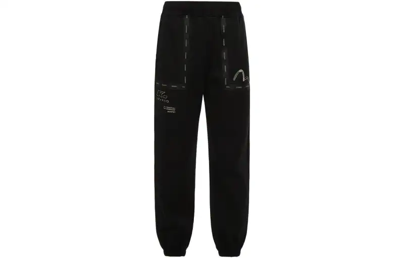 EVISU Casual Pants Men's Black Moderate Cuffed Pants