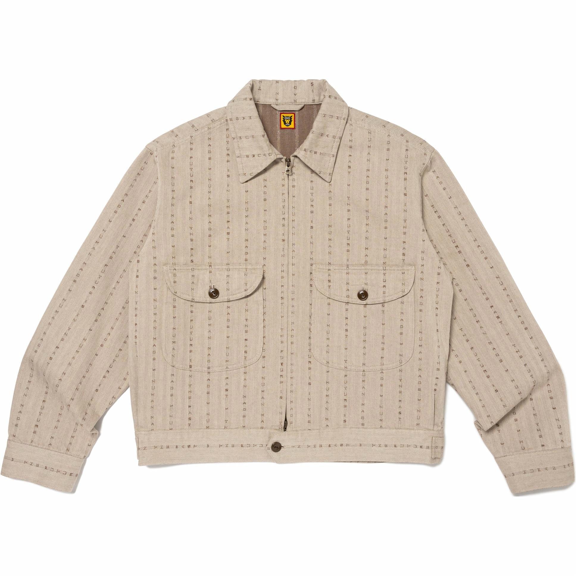 Куртка Human Made Herringbone Short Zip (бежевая)