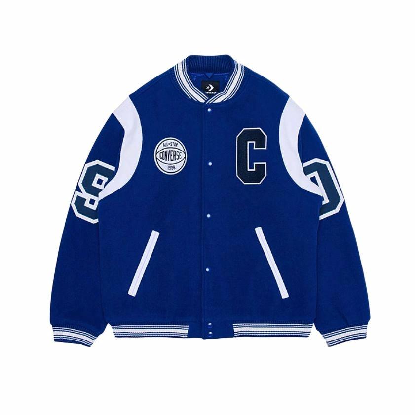 Мужская куртка Converse LUXE VARSITY JACKET (сине-белая)