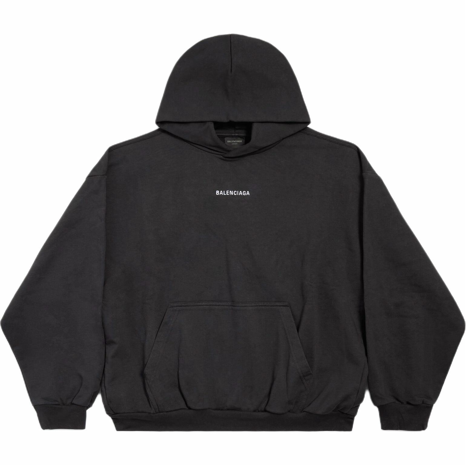 Мужское худи Balenciaga Logo Hoodie (черное)