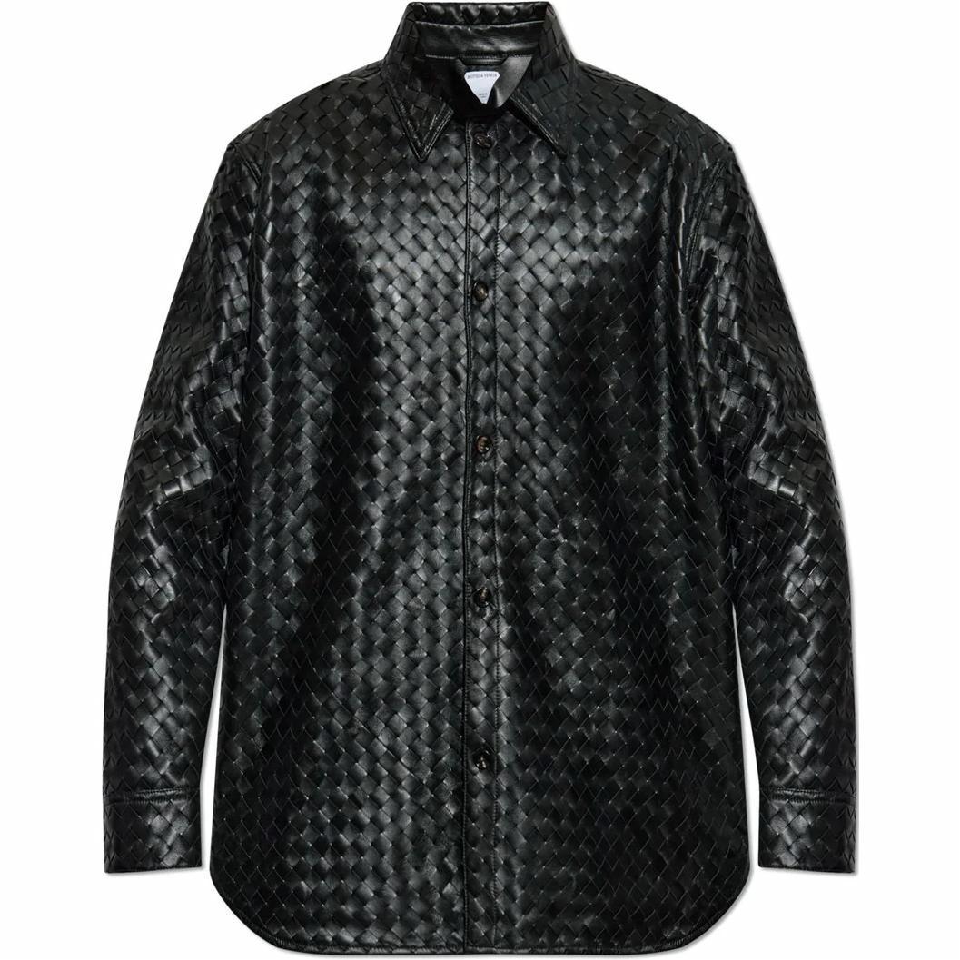 Мужская куртка Bottega Veneta кожаная (черная)