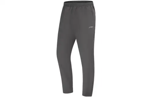Li Ning Fitness Series Solid Color Logo Label Casual Versatile Fleece Lined Mid Rise Straight Fit Casual Pants Men's