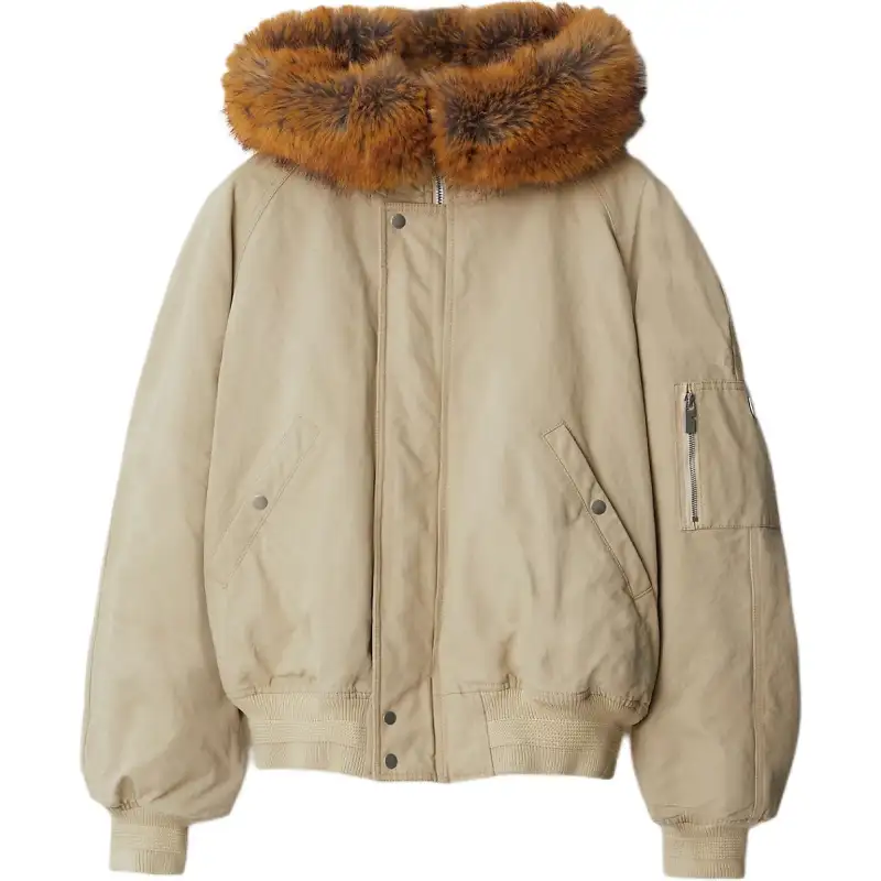 Burberry Faux fur hood Cotton Bomber Jacket