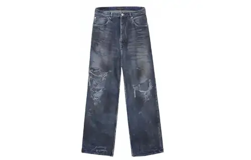 Balenciaga Casual Pants Loose Fit Unisex Blue