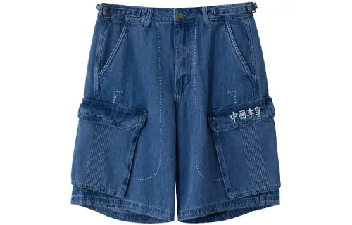 Li Ning, sports basketball denim skirt for leisure, blue shorts, logo embroidery service, oversize