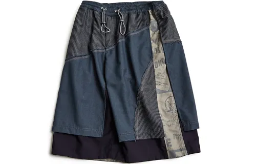 A SQUARE ROOT Casual Shorts Unisex Gray Blue Moderate