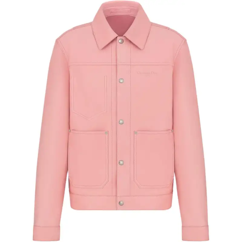 DIOR SS25 Leather Jacket Men's Pink
