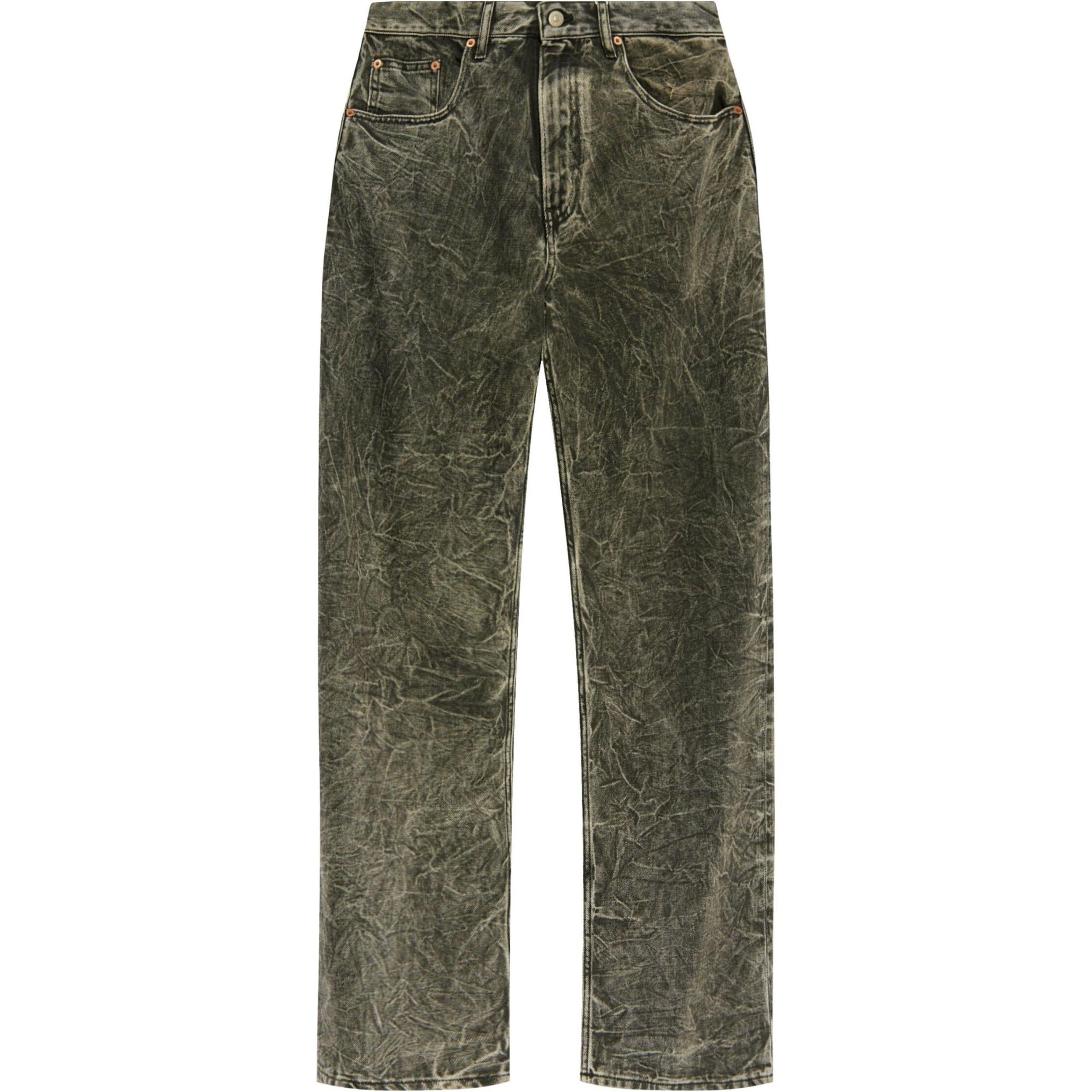 MM6 Maison Margiela SS24 mid-rise comfortable hidden zipper ruched effect jeans for men, dark gray