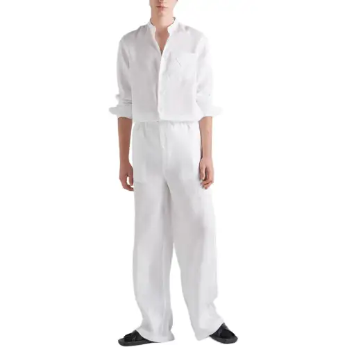 PRADA Casual Pants Men's White Thin Wide Leg Pants