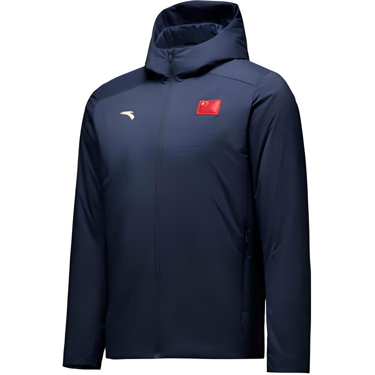 Anta Anta Sports Lifestyle Series Solid Color Zipper Hooded Comfortable Breathable Casual Cotton Jacket Men's Late Night Blue