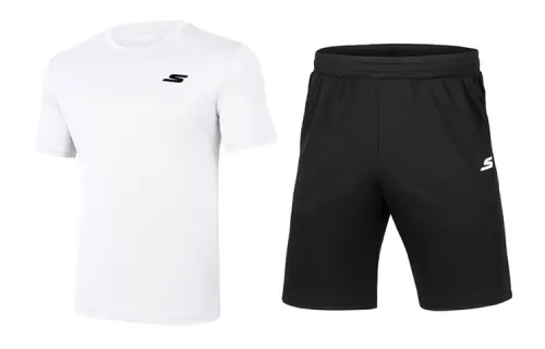 Skechers Casual Sportswear Men's Bright White Crew Neck Moderate