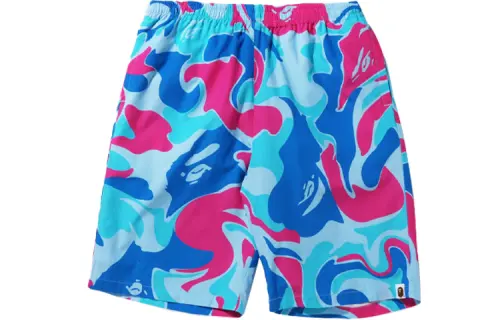 A BATHING APE Blue shorts, with your logo imprint, loose straight fit