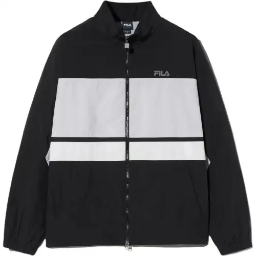 FILA Trench Coats Unisex Black Stand Collar Moderate