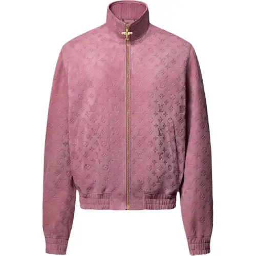 Lv 1AHBUL Monogram Debossed Leather Tracksuit Jacket