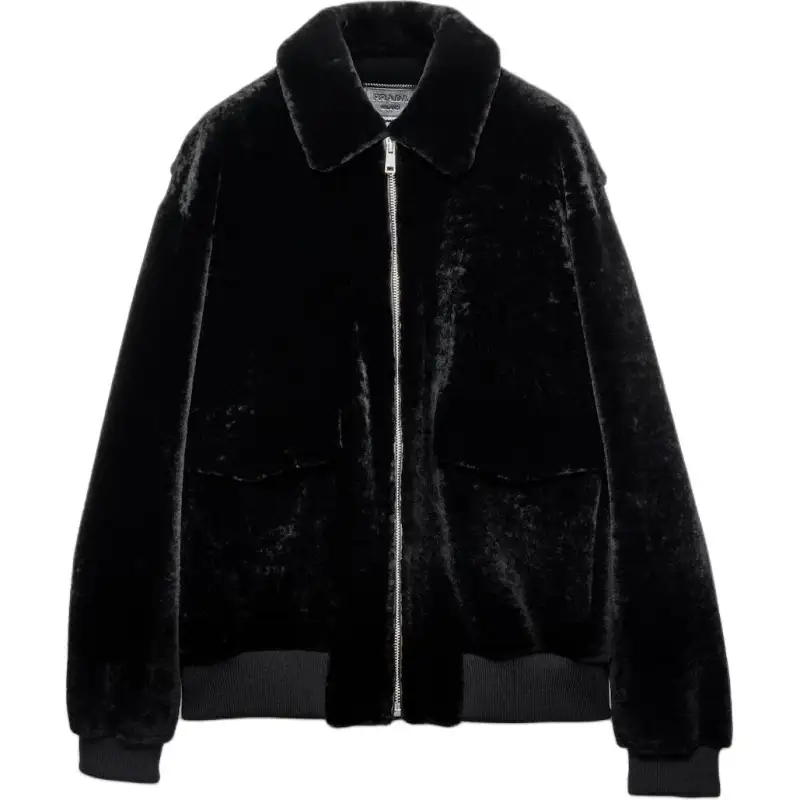 PRADA SS25 Leather Jacket Men's Black