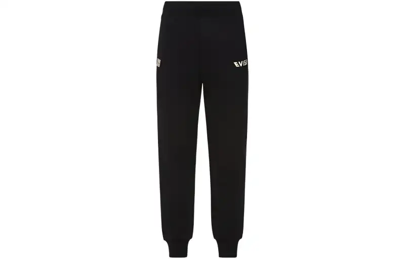 EVISU Casual Pants Men's Black Moderate Cuffed Pants