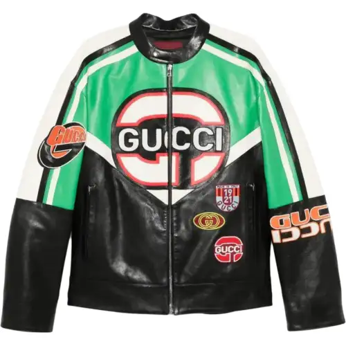 GUCCI Leather Jacket Men's Green