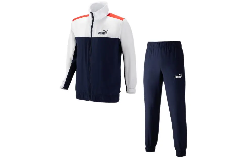 PUMA Casual Sportswear Sets Men's Tweed Blue Stand Collar Moderate