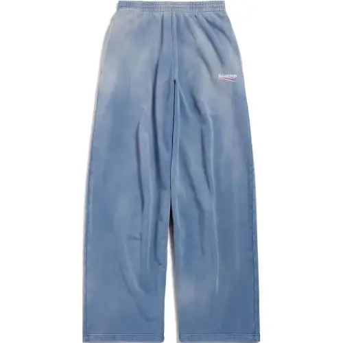 Balenciaga Casual Pants Loose Fit Men's Blue