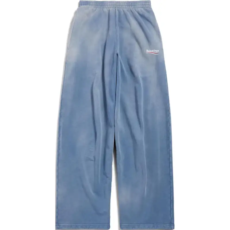 Balenciaga Casual Pants Loose Fit Men's Blue