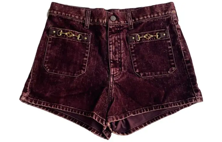 GUCCI Denim Shorts Men's Red Brown