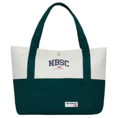 New Balance Fabric Tote Bag, Shopping Bag, Handbag Regular Unisex Ecru & Green