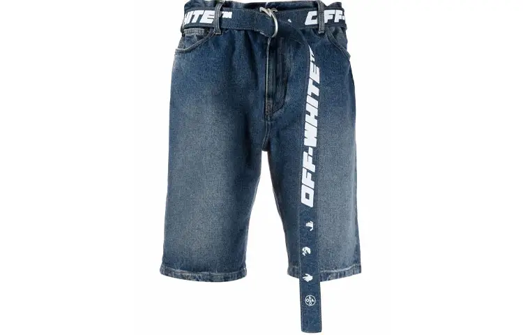 OFF WHITE Belted Denim Shorts