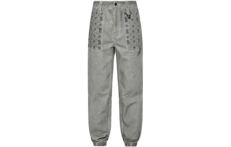 EVISU Casual Pants Men's Gray Moderate Cuffed Pants