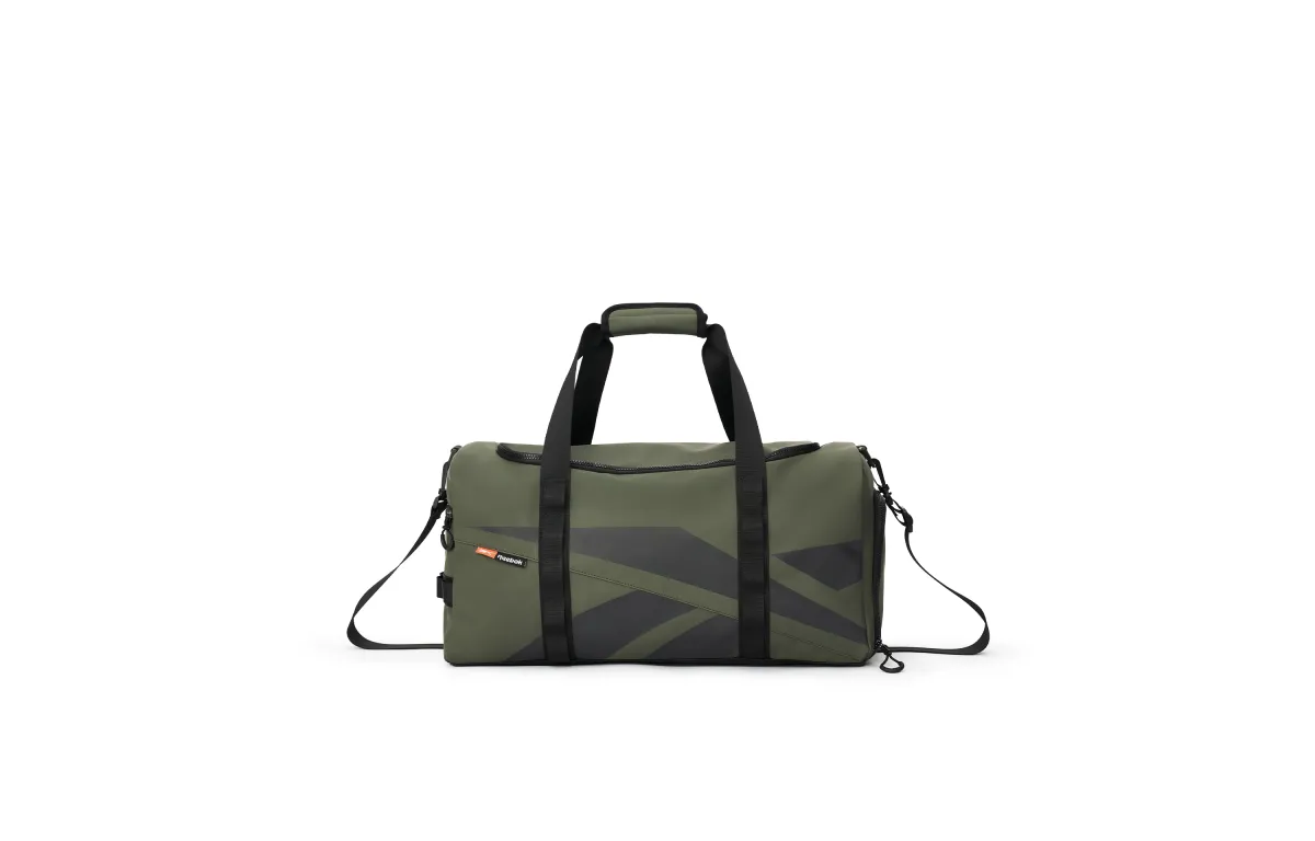 Reebok Artificial Leather Handbag, Crossbody Bag, Travel Bag, Gym Bag Medium Unisex White/black/grey green