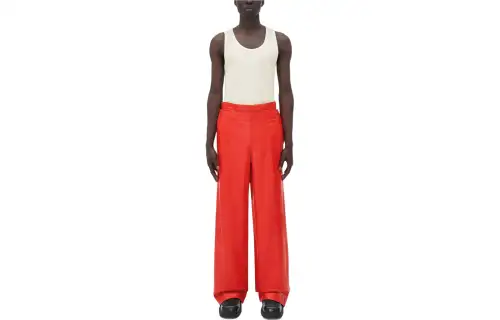 Bottega Veneta SS24 Leather Pants Men's Tulip Red